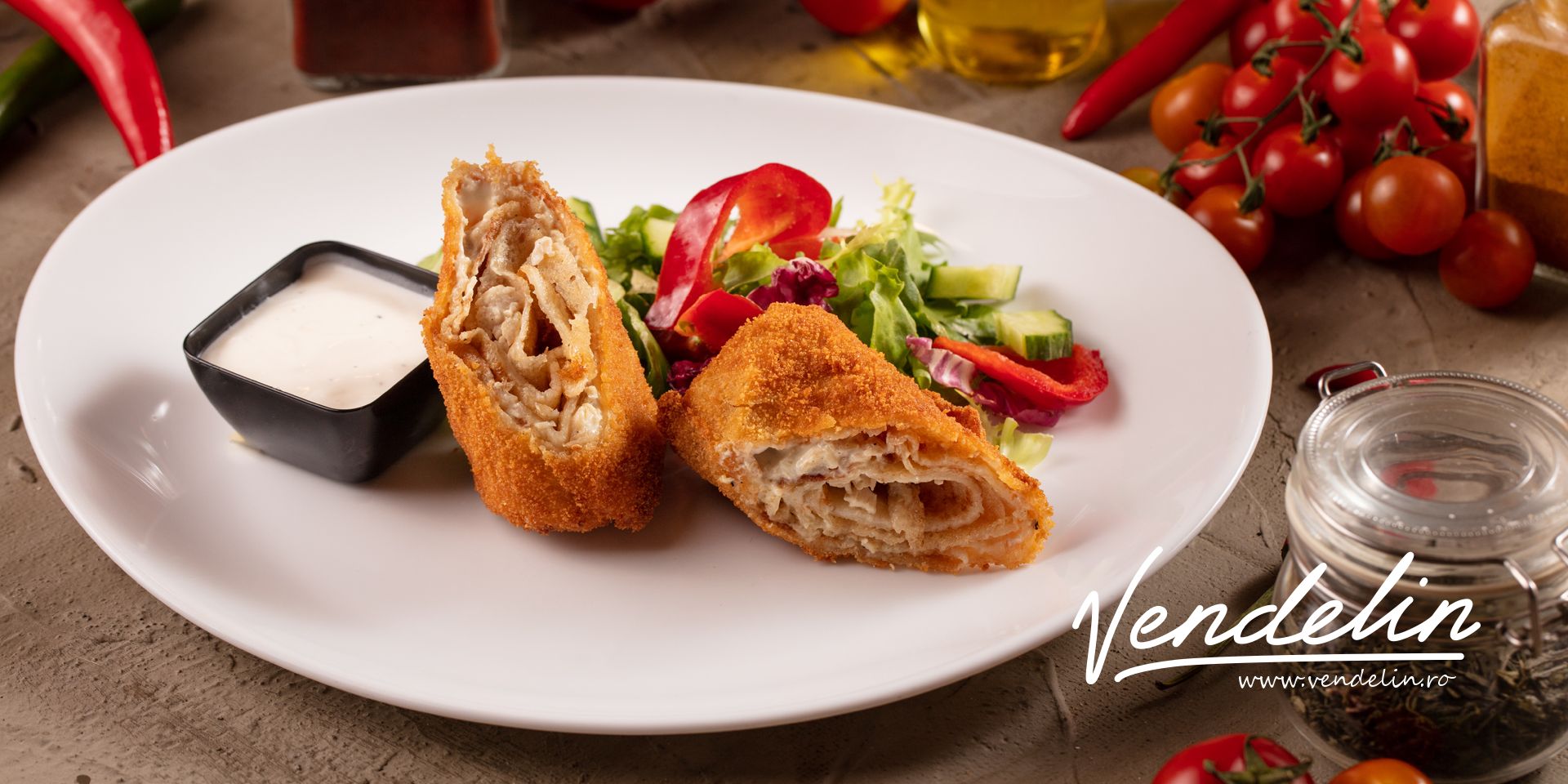 Clătite cu şuncă, caşcaval afumat, hrean, pane